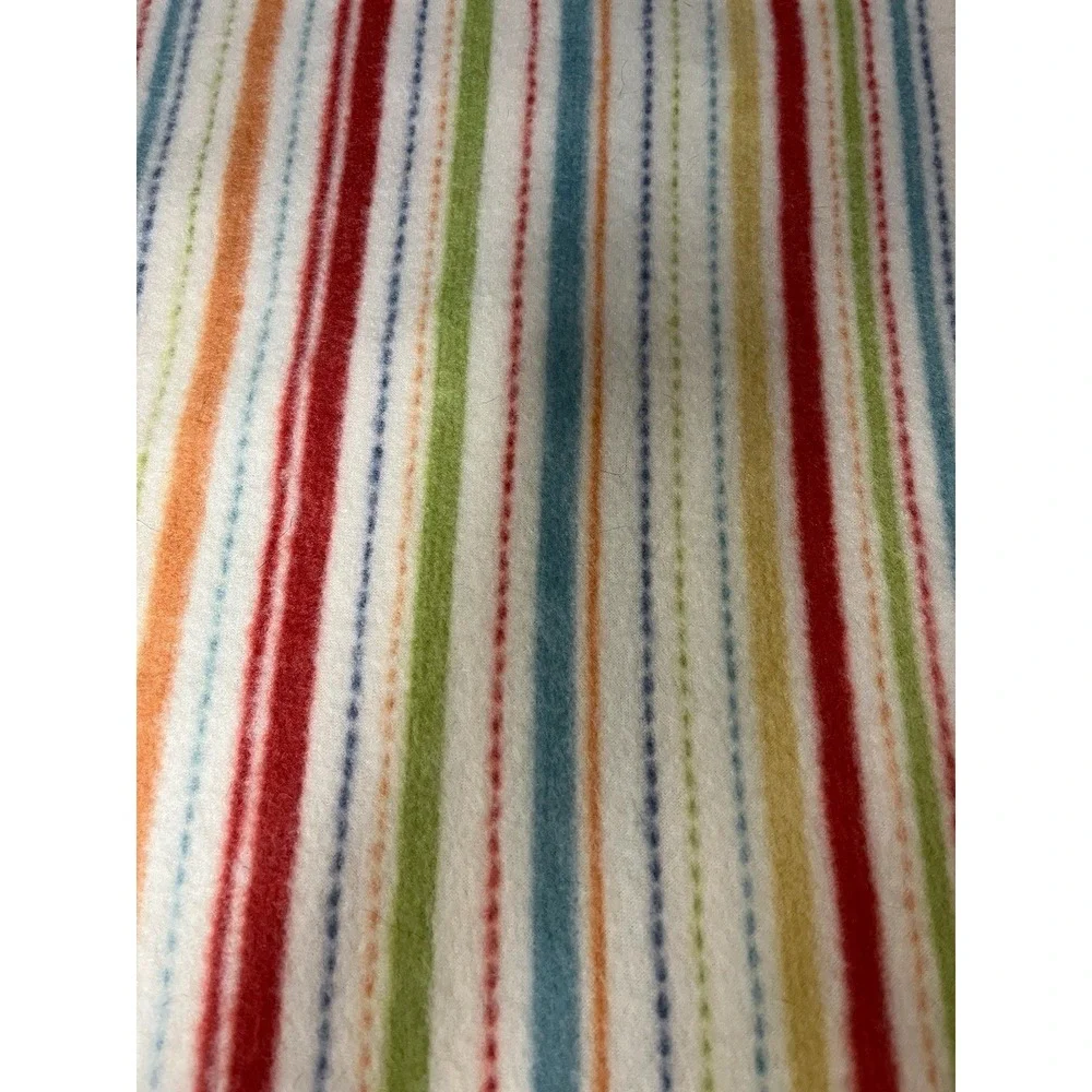 Quilt Craft Sewing Material Fleece Fabric Multicolor Stripe Blue Red Green White